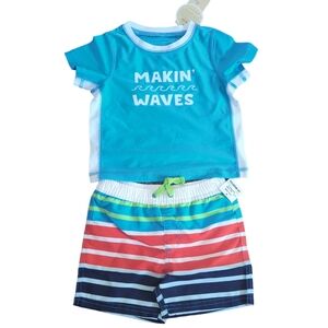 NWT First Impressions 2 Piece Makin' Waves Swimsuit - 24M